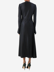 Paco Rabanne Black satin midi dress - size UK 8