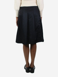 Ganni Black zip detail nylon midi skirt - size EU 34