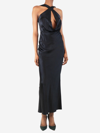Black silk slip dress - size UK 6
