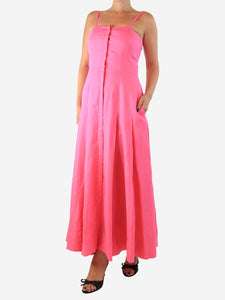 Gabriela Hearst Pink linen button down maxi dress - size UK 8