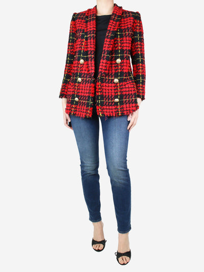 Balmain houndstooth-pattern tweed jacket - Red