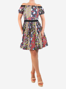 Prada Multi printed off-shoulder dress - size UK 8