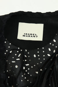 Isabel Marant Black suede lazer-cut fringed leather vest - size UK 8