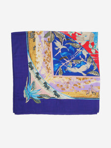 Hermes Blue Tropiques printed scarf