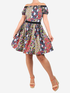 Prada Multi printed off-shoulder dress - size UK 8