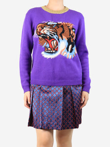 Gucci Purple sparkly tiger head jumper - size S