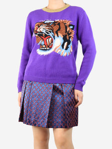 Gucci Purple sparkly tiger head jumper - size S