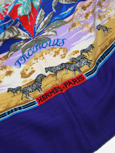 Hermes Blue Tropiques printed scarf