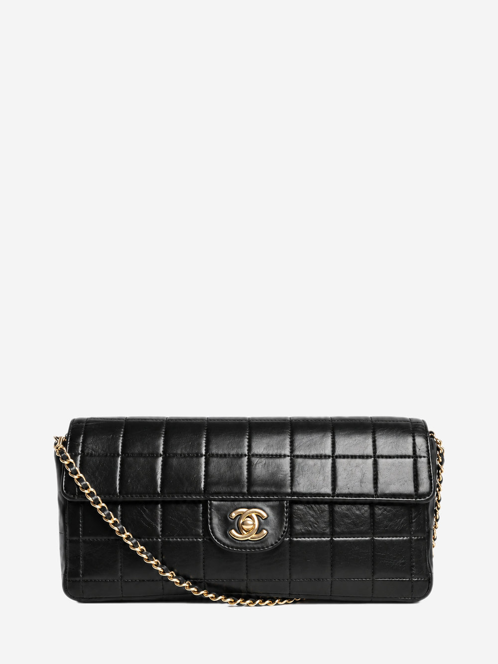 Black lambskin Chocolate Bar East West flap bag Shoulder bags Chanel 