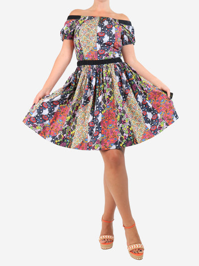 Multi printed off-shoulder dress - size UK 8 Dresses Prada 
