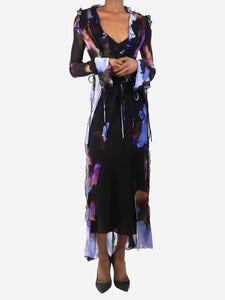 Rat & Boa Purple and black floral wrap wrap dress - size S