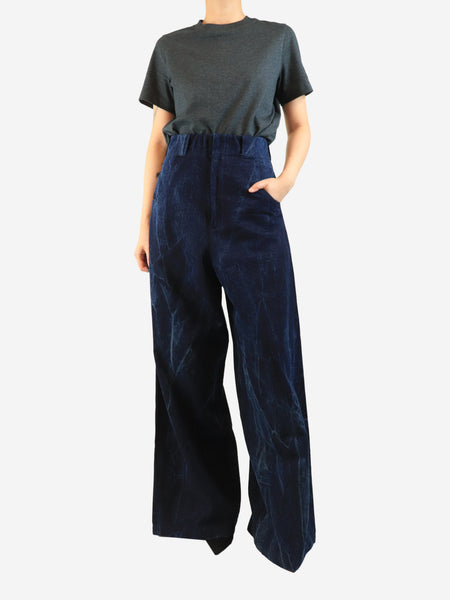 Blue acid wash high-rise trousers - size UK 10 alternate image