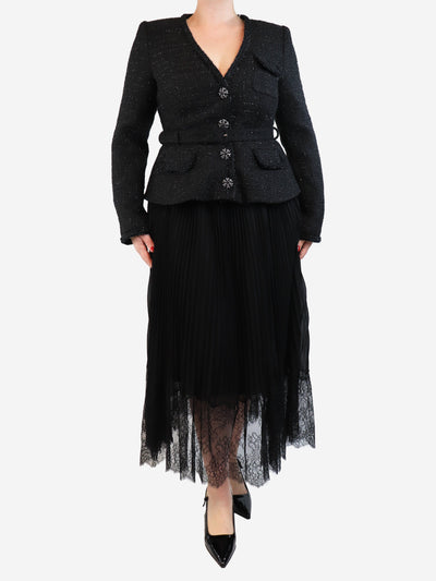 Black metallic boucle tailored midi dress - size UK 14 Dresses self-portrait 