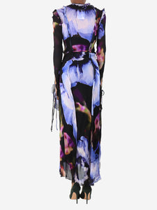 Rat & Boa Purple and black floral wrap wrap dress - size S