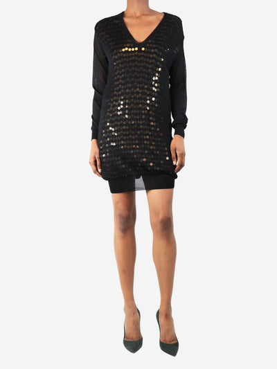 Black and gold sequin-knit mini dress - size UK 6 Dresses Stella McCartney 