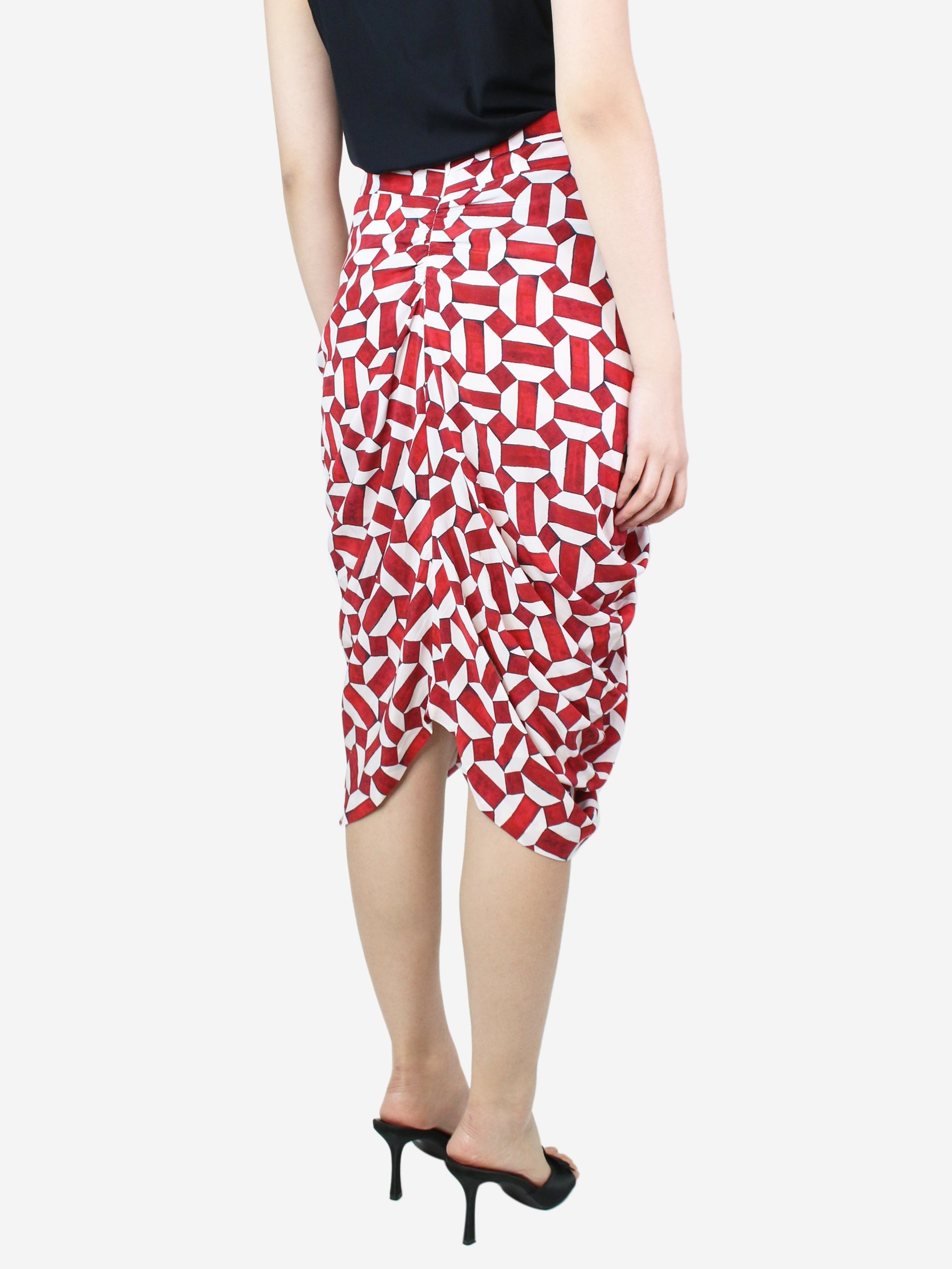 Isabel Marant pre-owned red geometric printed gathered skirt - size UK ...