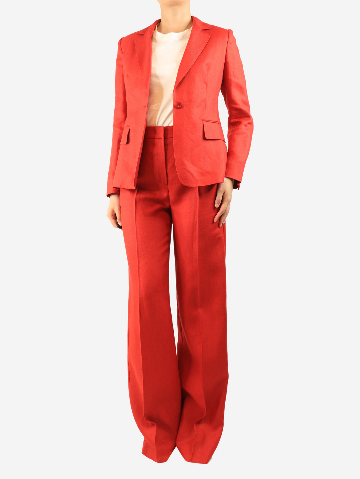 Red linen two-piece suit set - size UK 8 Sets Max Mara 