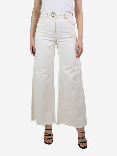 Cream wide-leg frayed jeans - size UK 8 Trousers Mother of Pearl 