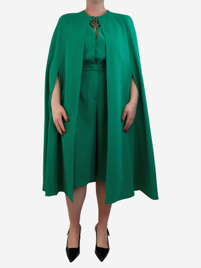 Jolly green crepe cape jumpsuit - size UK 12 Jumpsuits Elie Saab 