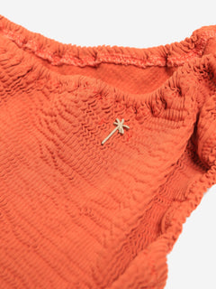 Orange rust seersucker one-shoulder swimsuit - size XS Beachwear Manebi 