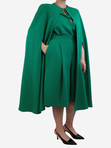 Elie Saab Jolly green crepe cape jumpsuit - size UK 12