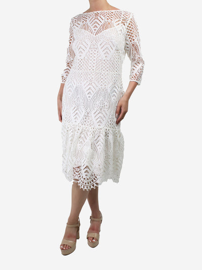White crochet midi dress - size UK 12 Heels Temperley 