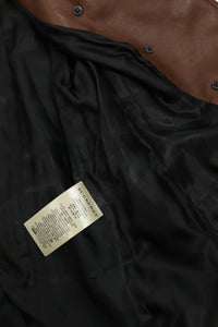 Burberry Brown double-breasted belted leather jacket - size UK 16