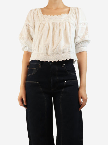 White square-neck milkmaid top - size UK 8 product image