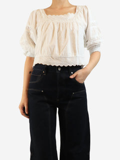 White square-neck milkmaid top - size UK 8 Tops Brora 