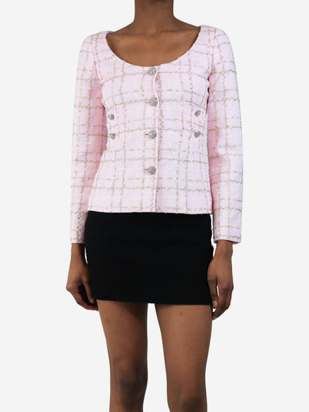 Pink button-up boucle top - size UK 4 product image