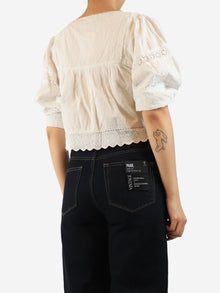 White square-neck milkmaid top - size UK 8 Tops Brora 