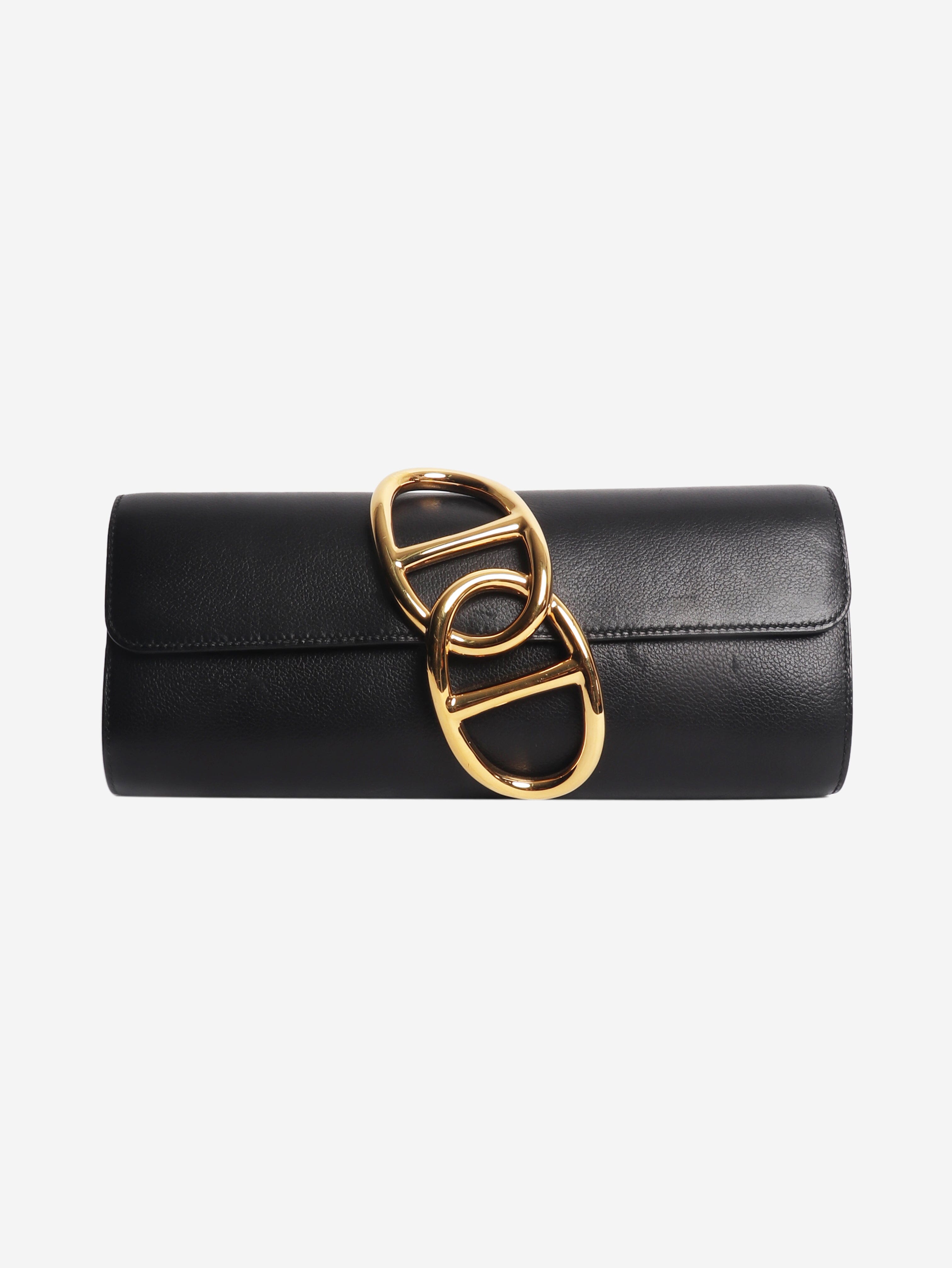 Black Egee leather clutch bag Clutch bags Hermes 