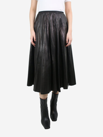 Black pleated leather midi skirt - size UK 10 Skirts Gucci 