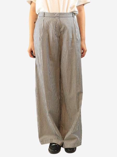 Dark grey cotton striped trousers - size UK 10 product image