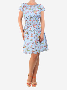 Prada Light blue cotton printed mini dress - size UK 8