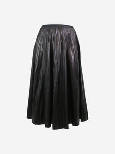 Gucci Black pleated leather midi skirt - size UK 10