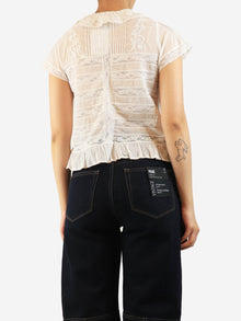 White lace-trim top - size UK 6 Tops Brora x Skye 