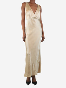 Khaite Gold silk midi slip dress - size UK 6