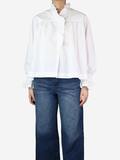 White high-neck ruffle shirt - size S Tops Cawley 