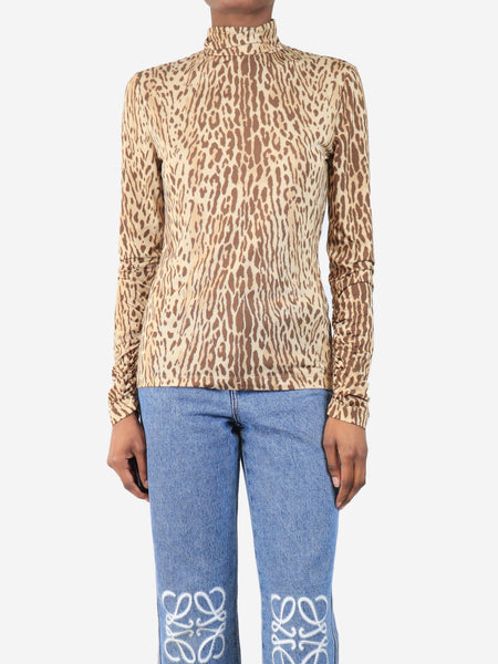 Brown leopard print top - size UK 8 product image
