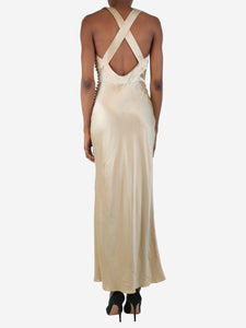 Khaite Gold silk midi slip dress - size UK 6