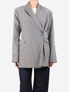 Ganni Grey belted blazer - size UK 12