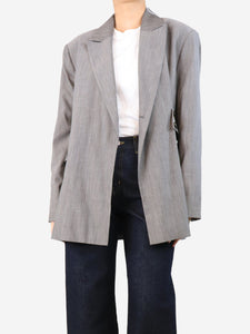Ganni Grey belted blazer - size UK 12