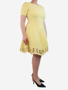 Oscar De La Renta Yellow floral embroidered midi dress - size M
