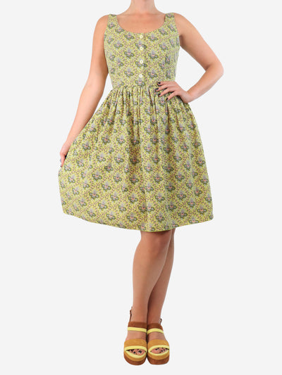 Yellow sleeveless printed mini dress - size UK 8 Dresses Prada 