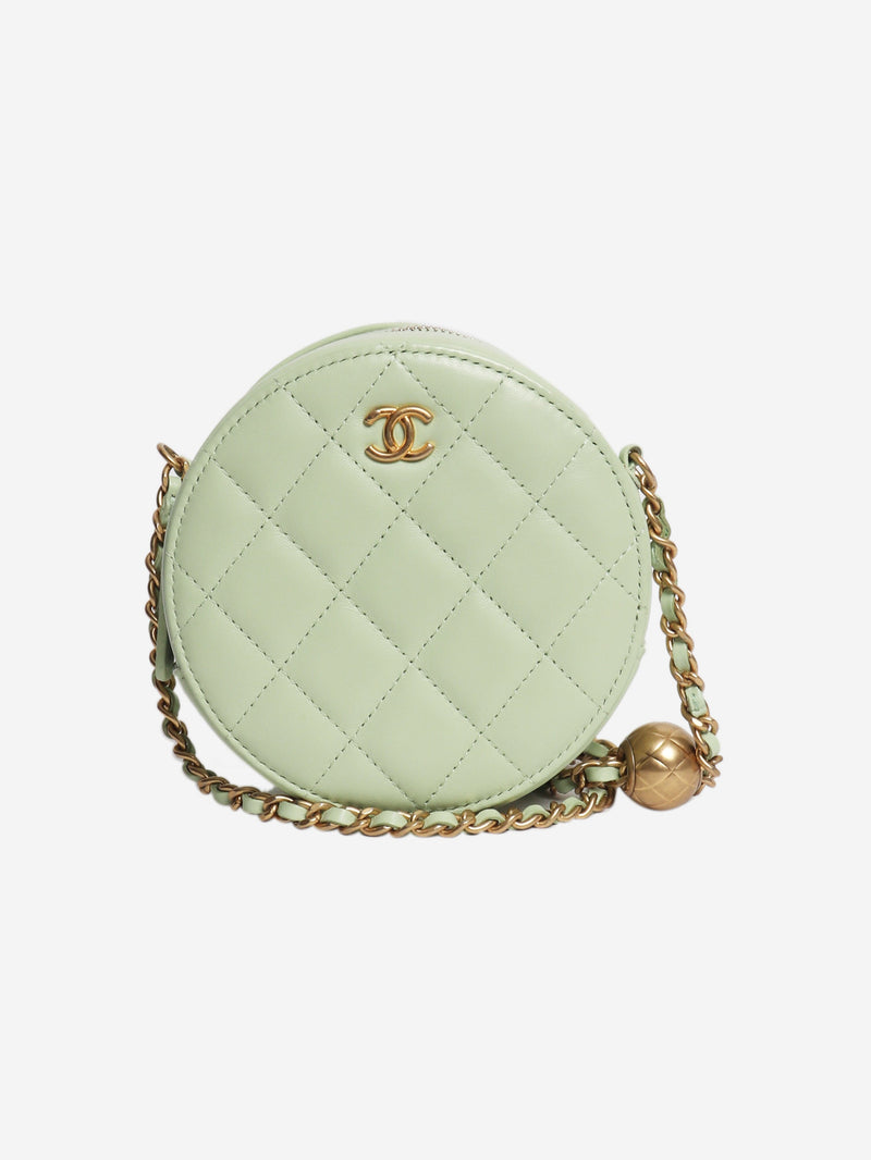 Light green 2021 quilted leather round vanity cross-body bag Cross-body bags Chanel 