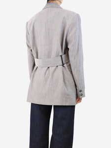 Ganni Grey belted blazer - size UK 12
