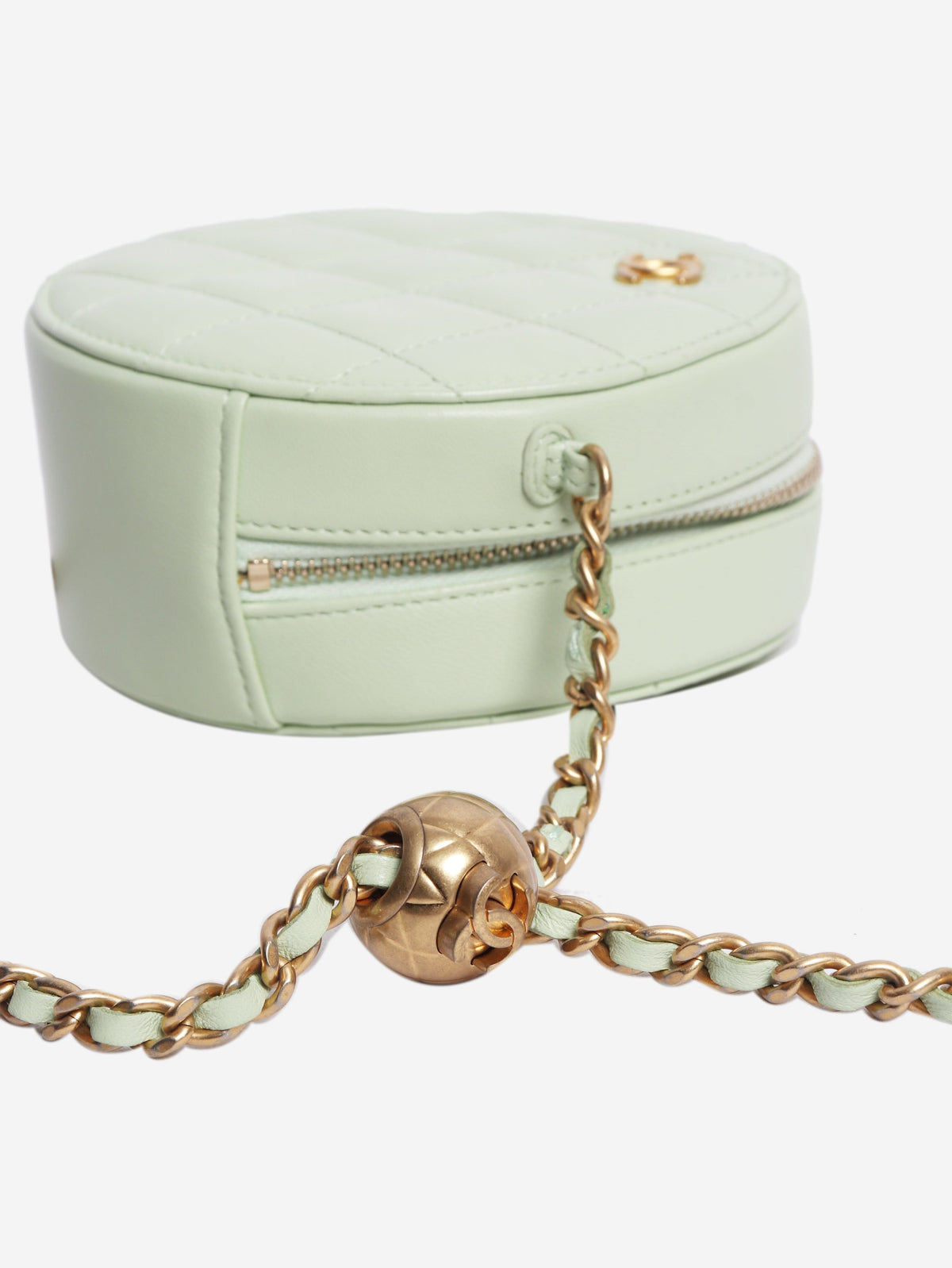 Light green 2021 quilted leather round vanity cross-body bag Cross-body bags Chanel 