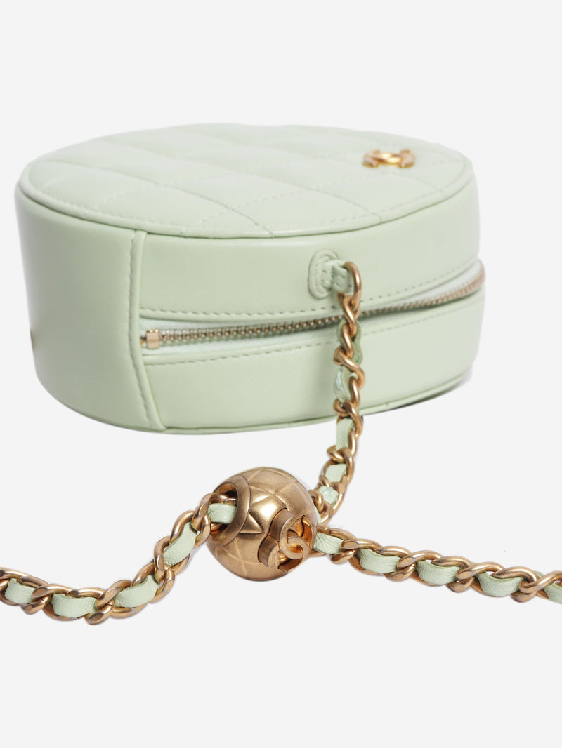 Light green 2021 quilted leather round vanity cross-body bag Cross-body bags Chanel 