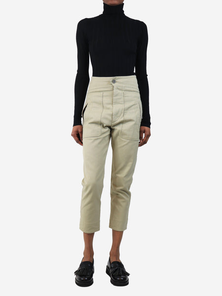 Neutral cotton-blend trousers - size UK 6 alternate image